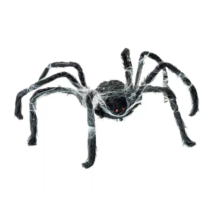 Translation missing: pt-PT.Araña negra Caminante con telaraña de 80x18x8 cm