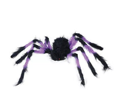 Aranha peluda lilás e preta de 75 cm