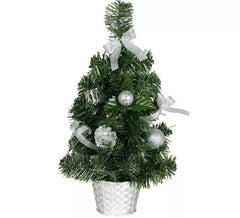 Árvore de Natal Decorada em Prata 30 cm com Vaso
