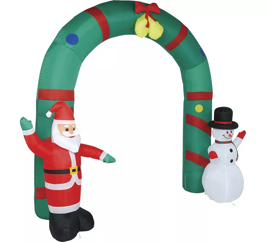 Arco Hinchable de Navidad Papá Noel y Muñeco de nieve de 240 cm
