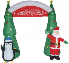 Arco de Natal insuflável com Pai Natal e pinguim, 240 cm