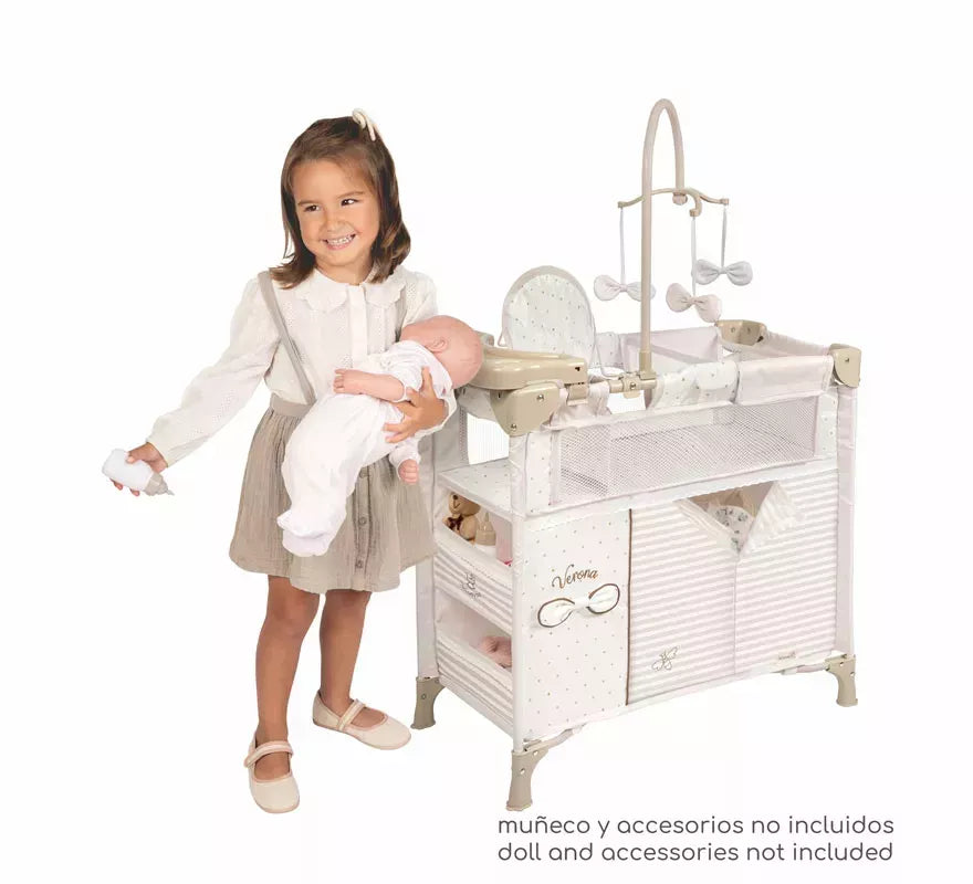 Armario Cambiador Plegable con Accesorios para Muñecas de hasta 42 cm
