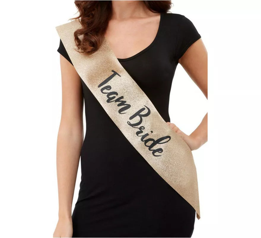 Translation missing: pt-PT.Banda Team Bride Dorado y Negro Deluxe con purpurina