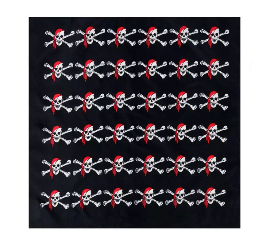 Translation missing: pt-PT.Bandana Pirata negro con calaveras de 54x54 cm