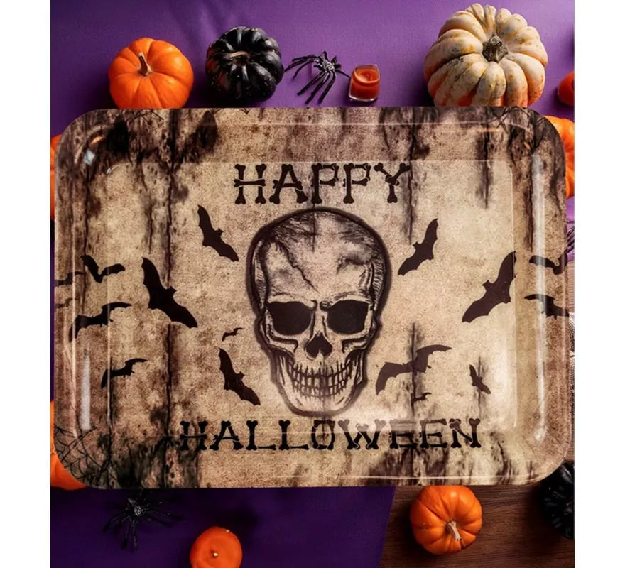 Translation missing: pt-PT.Bandeja con Calavera Feliz Happy Halloween de 33x24 cm