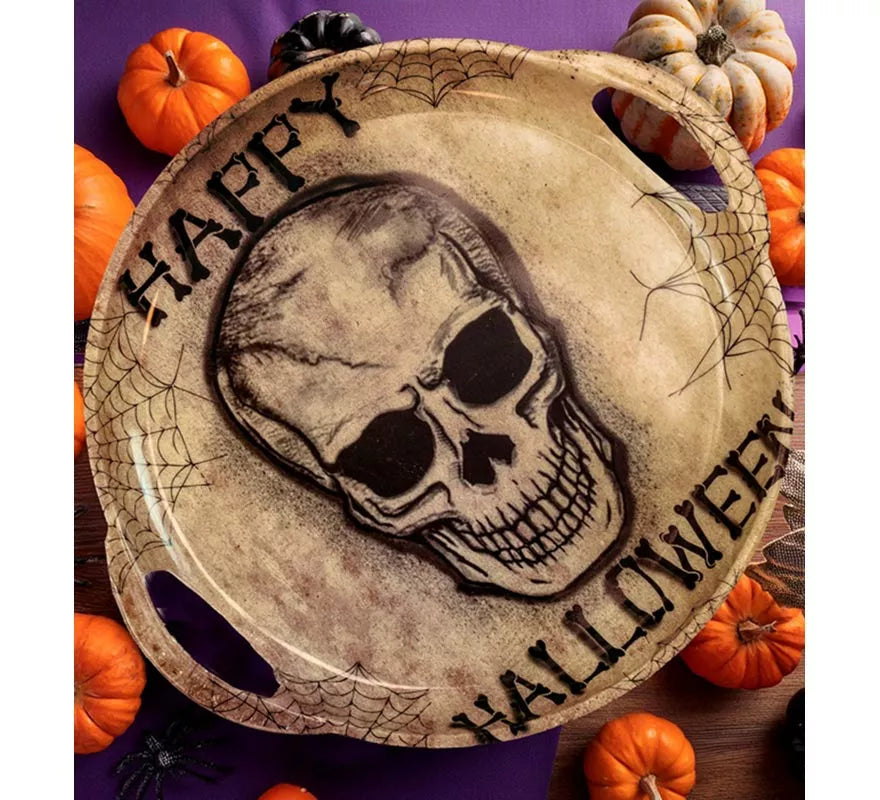 Translation missing: pt-PT.Bandeja con Calavera Happy Halloween con Asas de 30 cm