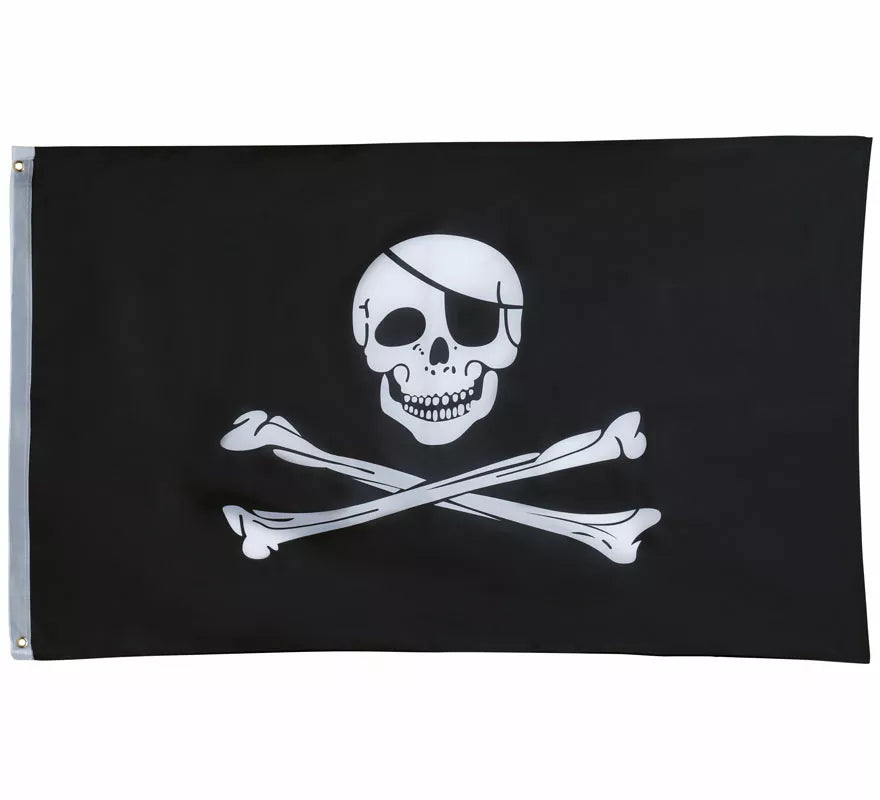 Translation missing: pt-PT.Bandera Calavera Pirata negra de 90x150 cm