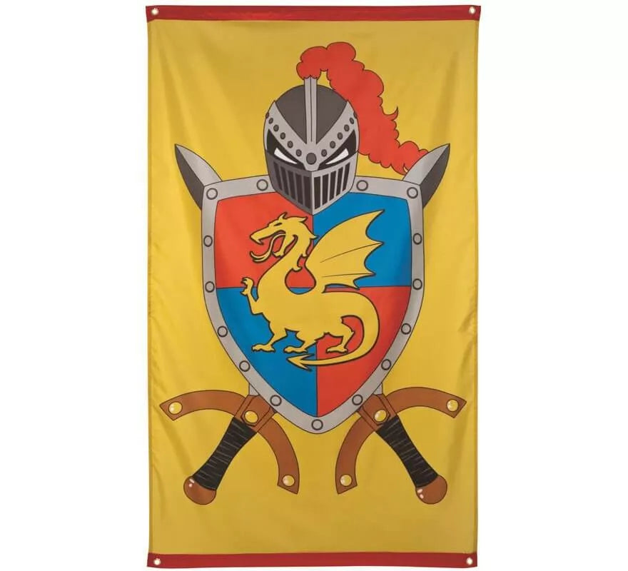 Translation missing: pt-PT.Bandera Medieval Amarilla con Escudo de 150 x 90 cm