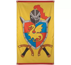 Bandeira Medieval Amarela com Escudo 150 x 90 cm