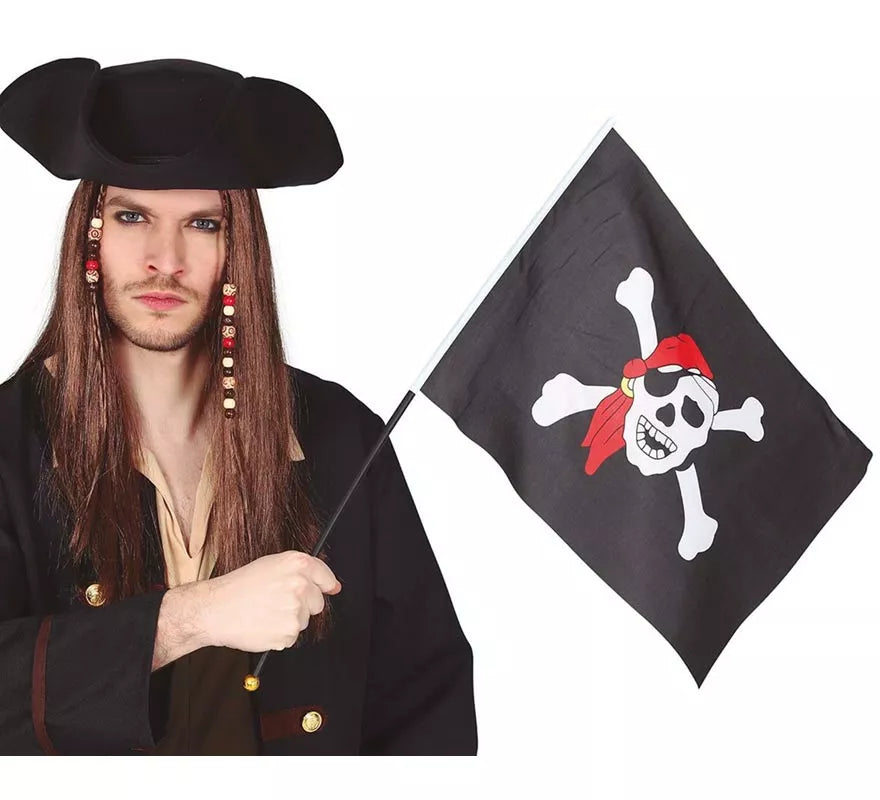 Bandera Pirata con Palo de 42X30 cm