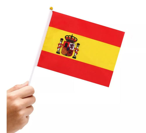 Banderín de España con Mango de 14x21 cm