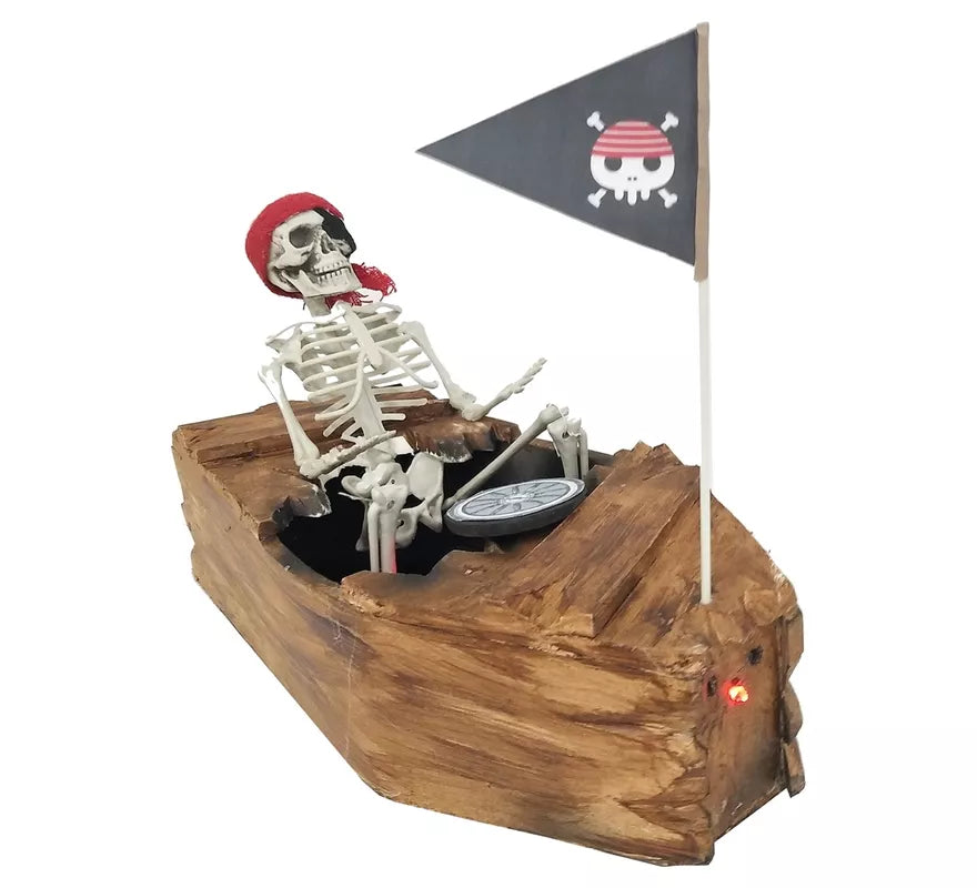 Translation missing: pt-PT.Barco Pirata con Esqueleto marrón de 31x39,5x18 cm