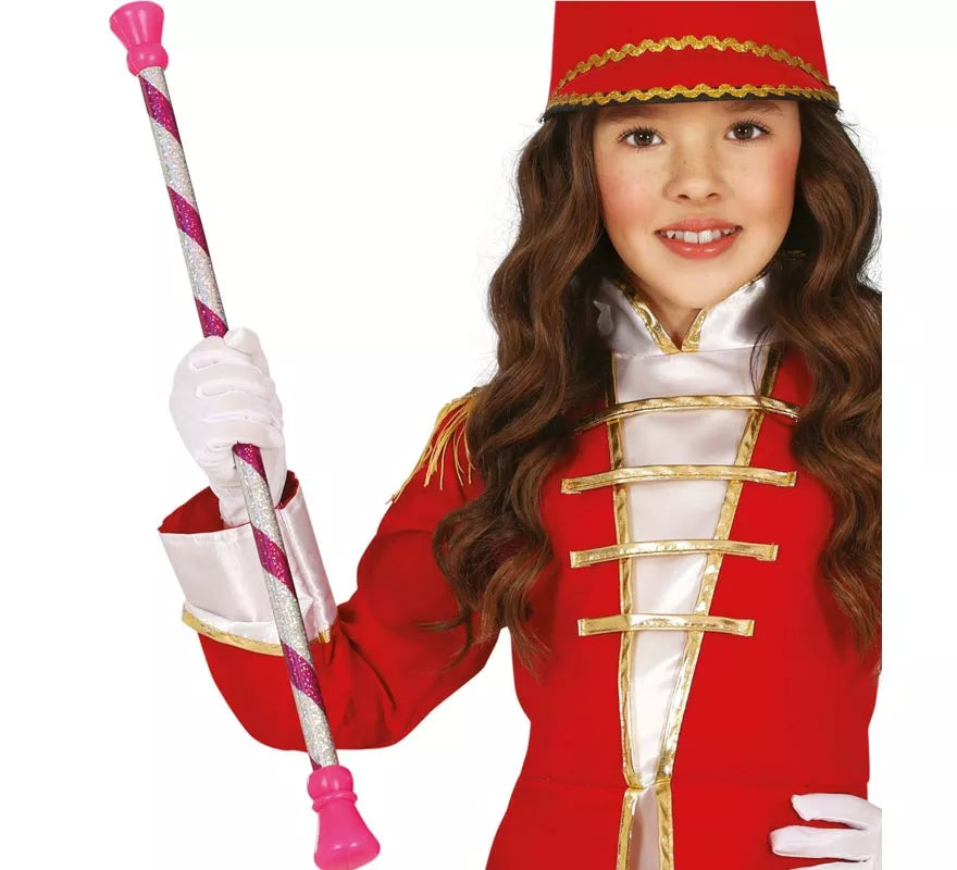 Translation missing: pt-PT.Bastón Majorette rosa y blanco de 54 cm