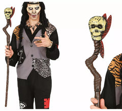 Cajado Vodu com Caveira e Penas 100 cm