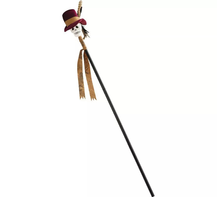 Translation missing: pt-PT.Bastón Vudú Negro con calavera 112 cm