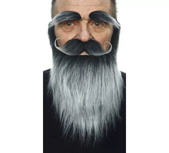 Bigode com barba grisalha e sobrancelhas