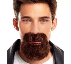 Bigode e cavanhaque de barba de motociclista marrom