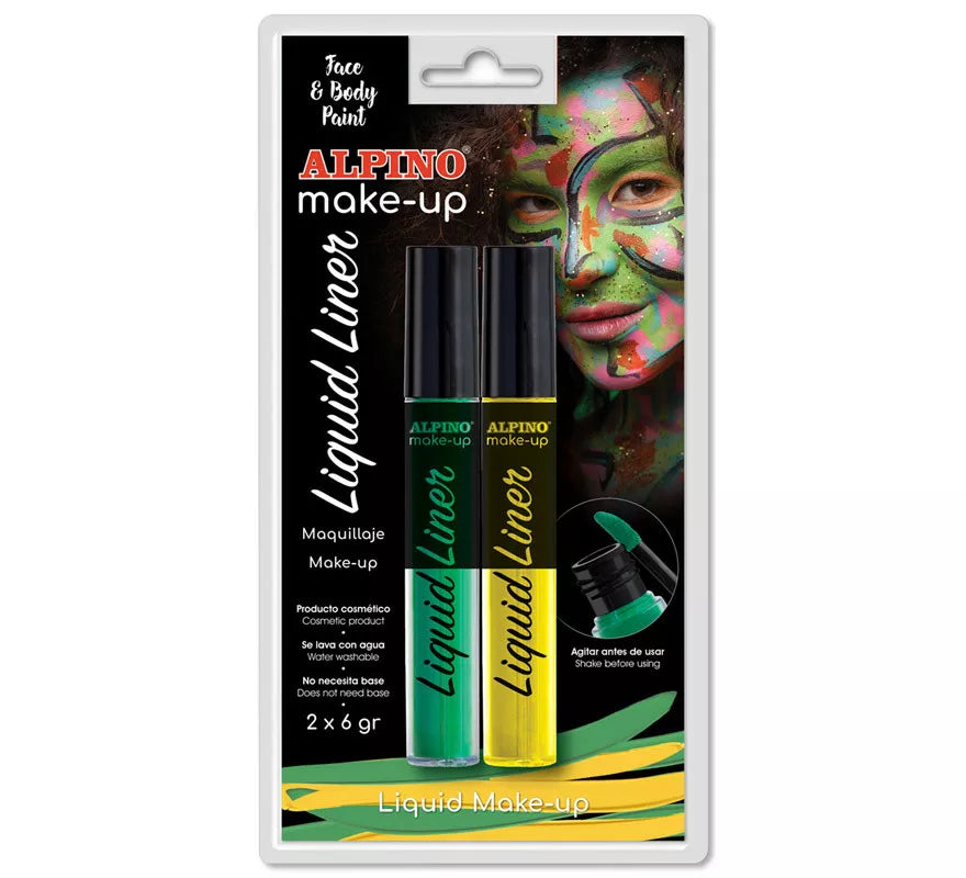 Translation missing: pt-PT.Blíster de Maquillaje Líquido Liner Amarillo y Verde (2 unidades de 6 grs)