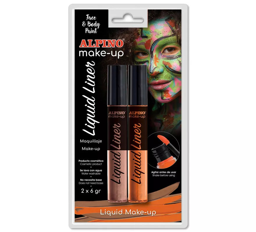 Translation missing: pt-PT.Blíster de Maquillaje Líquido Liner Naranja y Marrón (2 unidades de 6 grs)