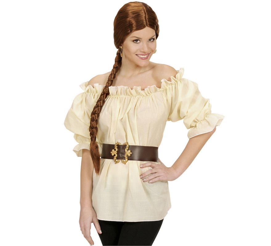 Translation missing: pt-PT.Blusa Beige Pirata Medieval para mujer