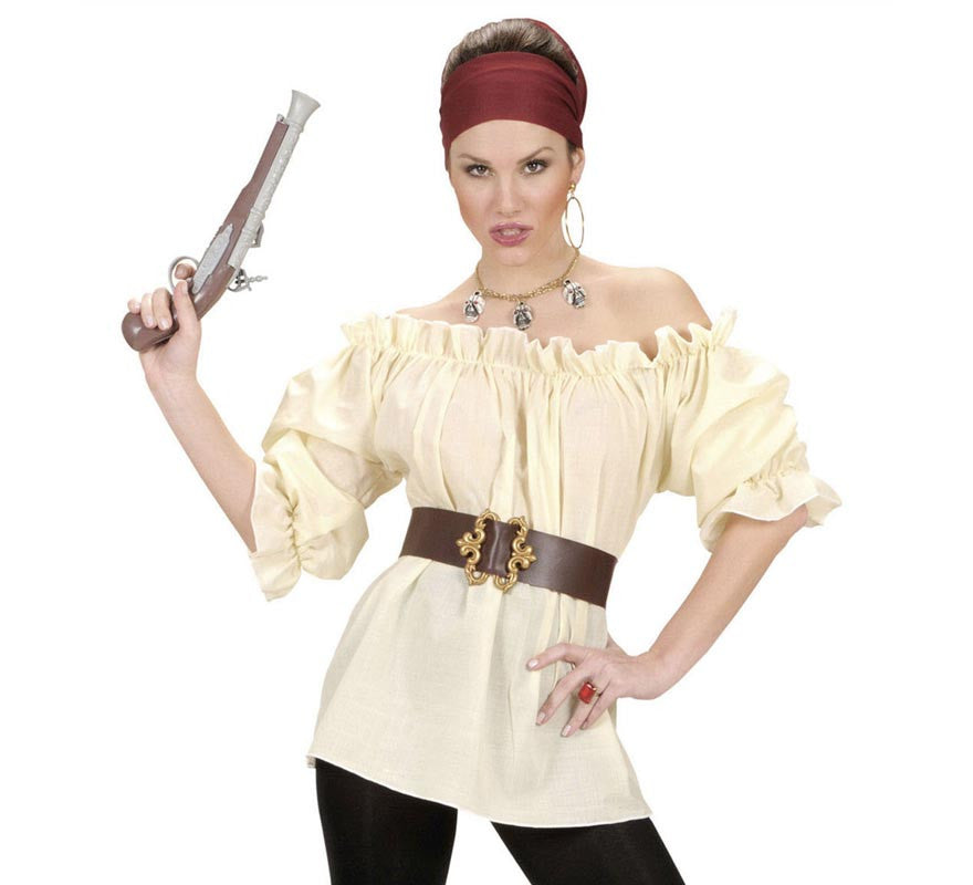 Translation missing: pt-PT.Blusa Beige Pirata Medieval para mujer