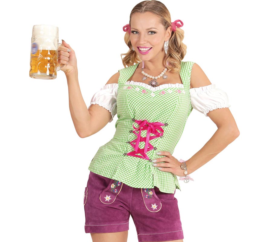 Translation missing: pt-PT.Blusa de Bávara verde y rosa para mujer
