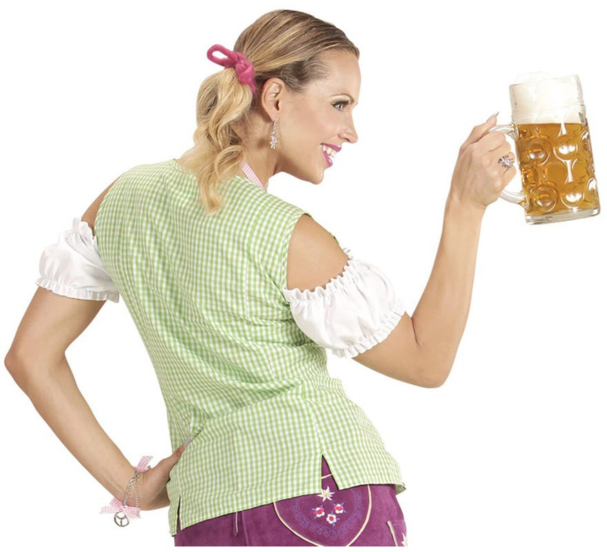 Translation missing: pt-PT.Blusa de Bávara verde y rosa para mujer