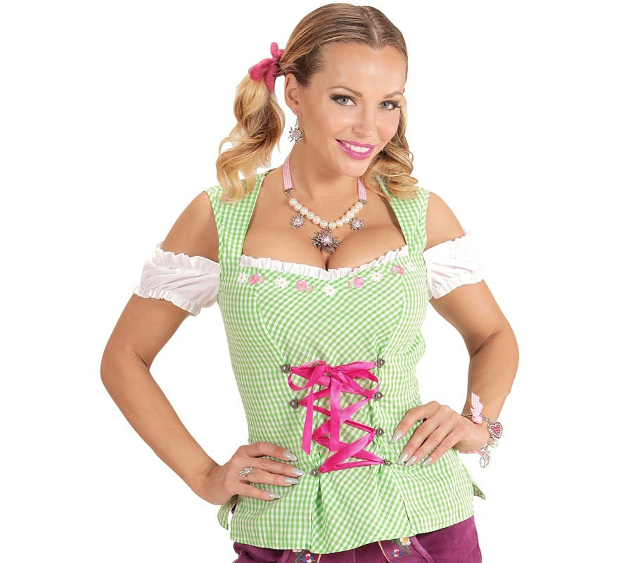 Translation missing: pt-PT.Blusa de Bávara verde y rosa para mujer