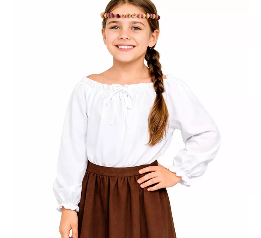 Translation missing: pt-PT.Blusa Medieval blanca para niña