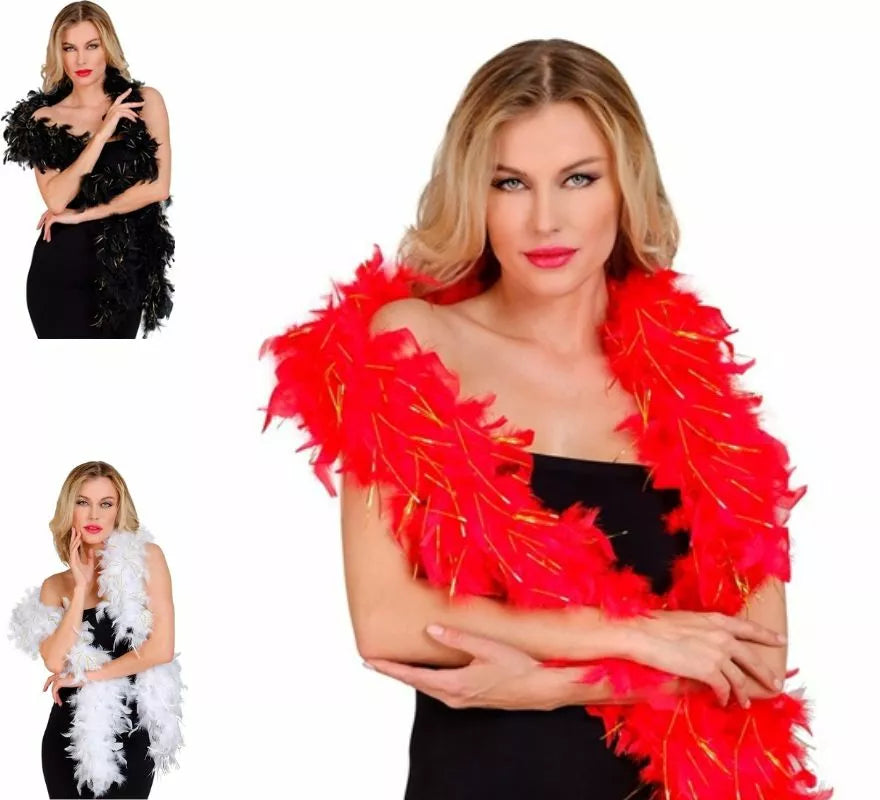 Translation missing: pt-PT.Boa de Plumas con espuma dorada de 1,80 m y 50 g en varios colores