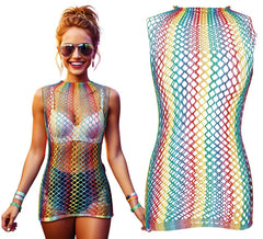 Body feminino multicolorido em rede