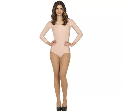 Body o Maillot Beige manga larga para mujer