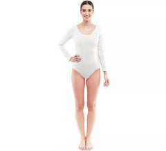 Body ou jersey branco de manga comprida para mulher