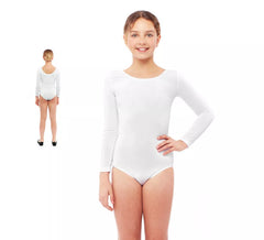 Body ou jersey branco de manga comprida para menina