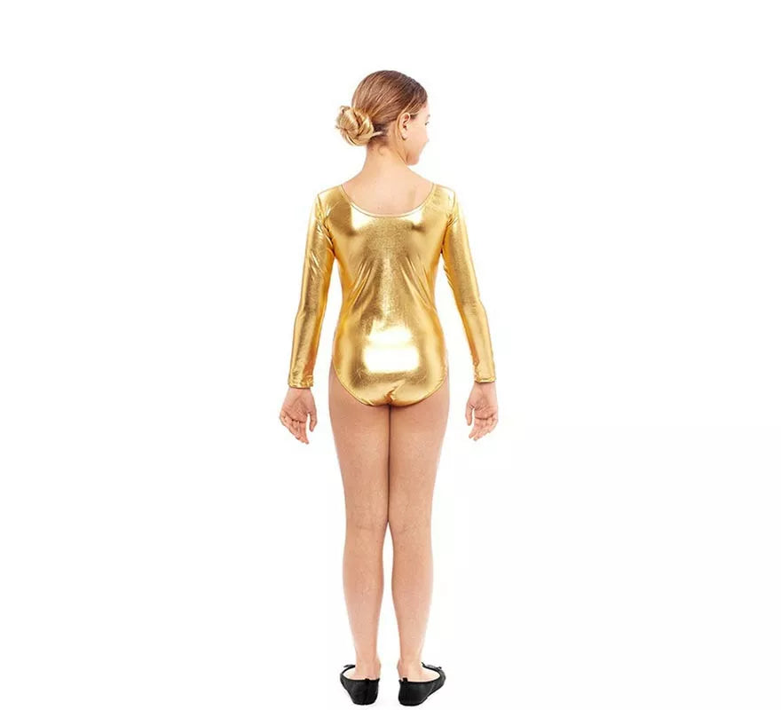 Translation missing: pt-PT.Body o Maillot dorado manga larga para niña