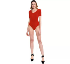Body ou camisa vermelha de manga curta para mulheres