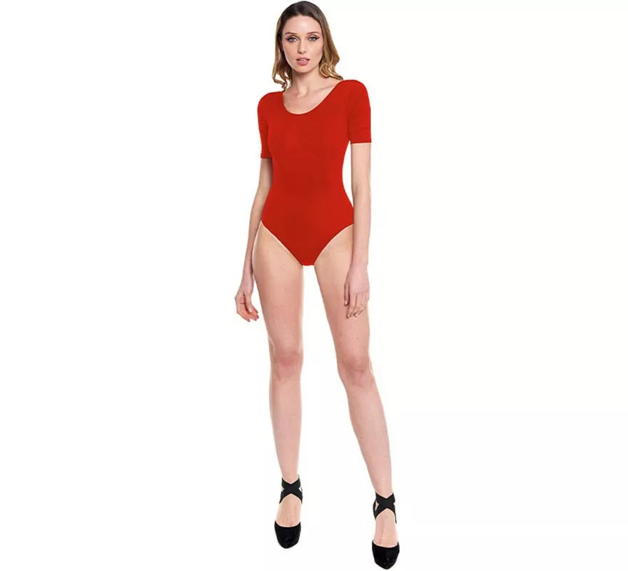 Translation missing: pt-PT.Body o Maillot manga corta rojo para mujer