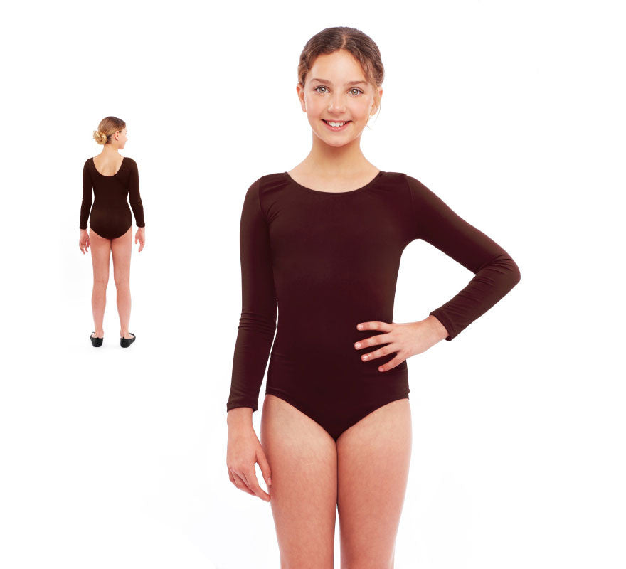 Translation missing: pt-PT.Body o Maillot marrón manga larga para niña