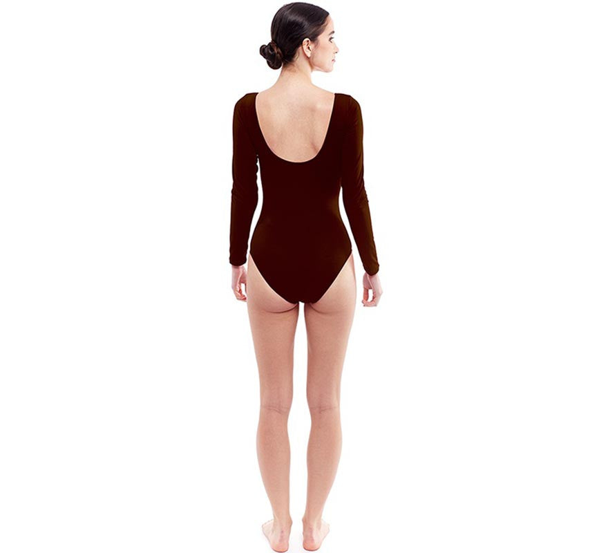 Translation missing: pt-PT.Body o Maillot marrón oscuro manga larga para mujer