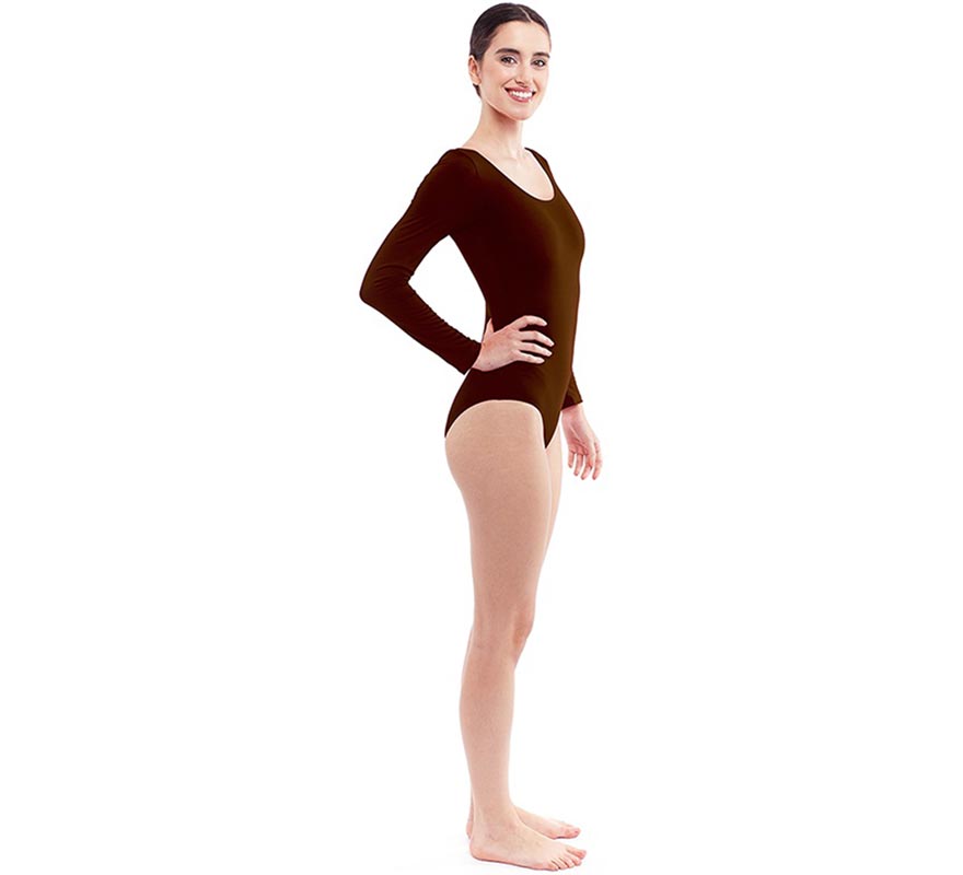 Translation missing: pt-PT.Body o Maillot marrón oscuro manga larga para mujer
