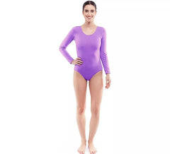 Body ou maillot roxo de manga comprida para mulher