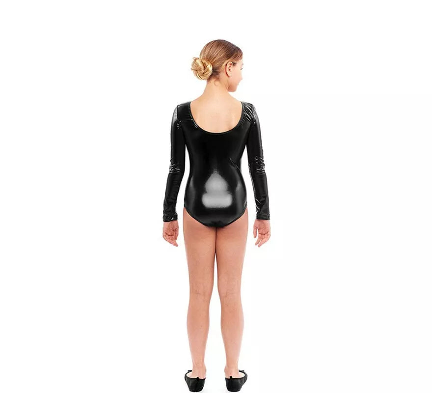 Translation missing: pt-PT.Body o Maillot negro metal manga larga para niña