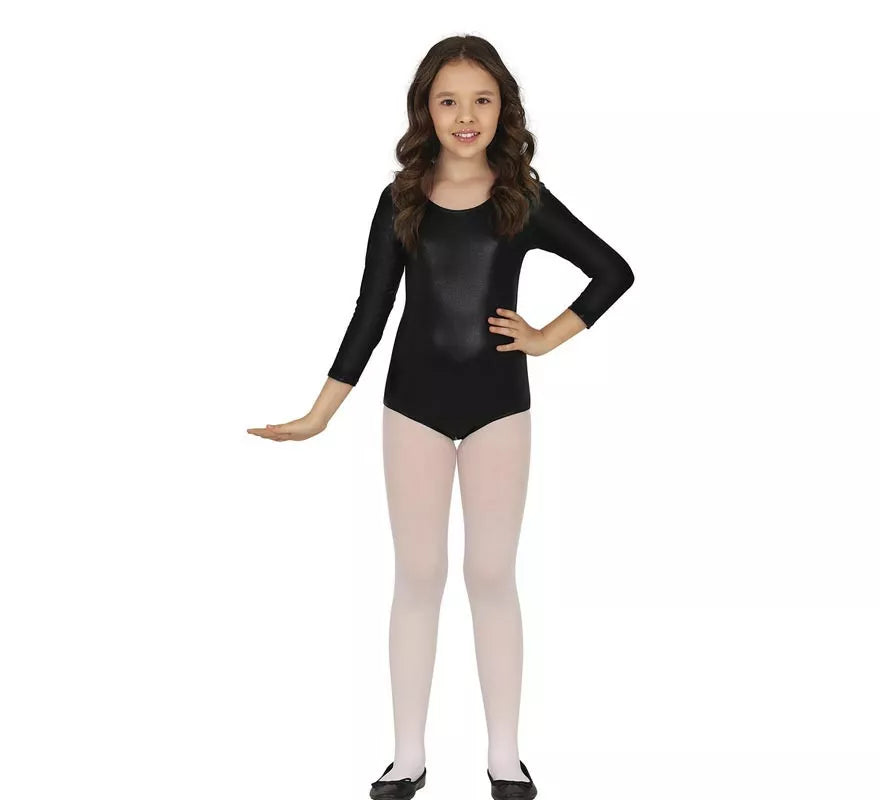 Translation missing: pt-PT.Body o Maillot Negro Metalizado manga larga para niños