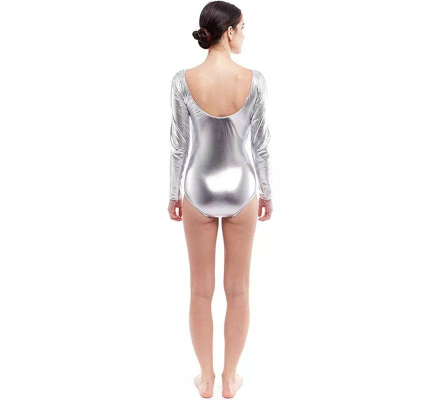 Translation missing: pt-PT.Body o Maillot plateado manga larga para mujer