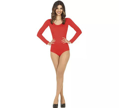 Body ou camisa vermelha de manga comprida para mulheres