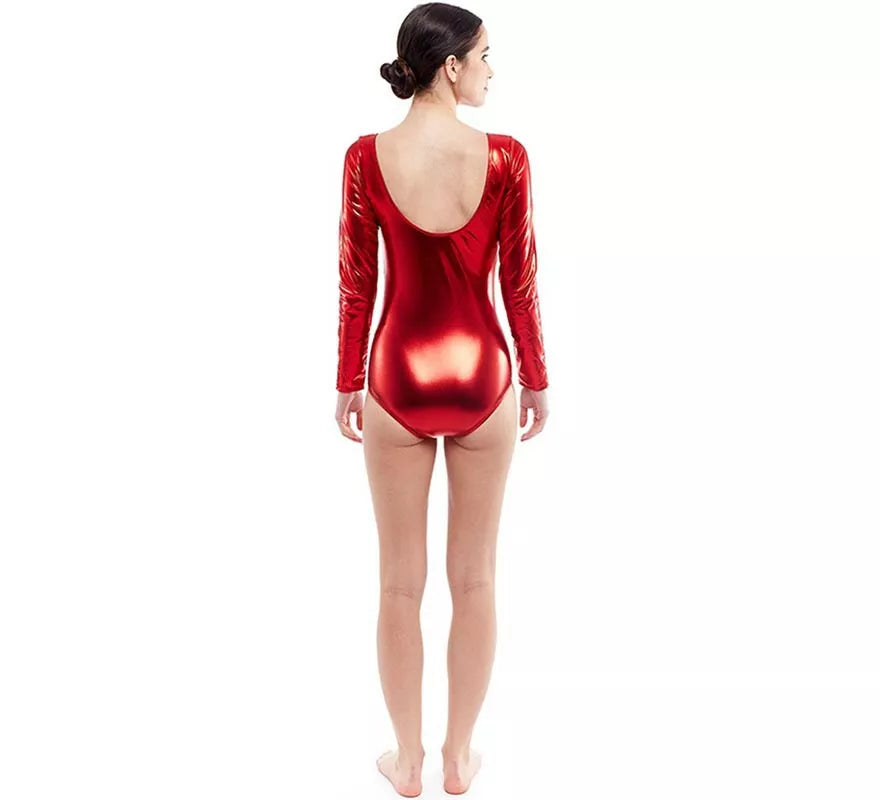 Translation missing: pt-PT.Body o Maillot rojo metal manga larga para mujer