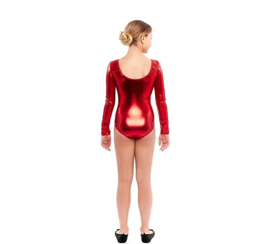 Translation missing: pt-PT.Body o Maillot rojo metal manga larga para niña
