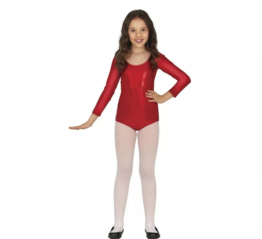 Translation missing: pt-PT.Body o Maillot Rojo Metalizado manga larga para niños
