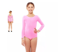 Body ou jersey rosa de manga comprida para meninas