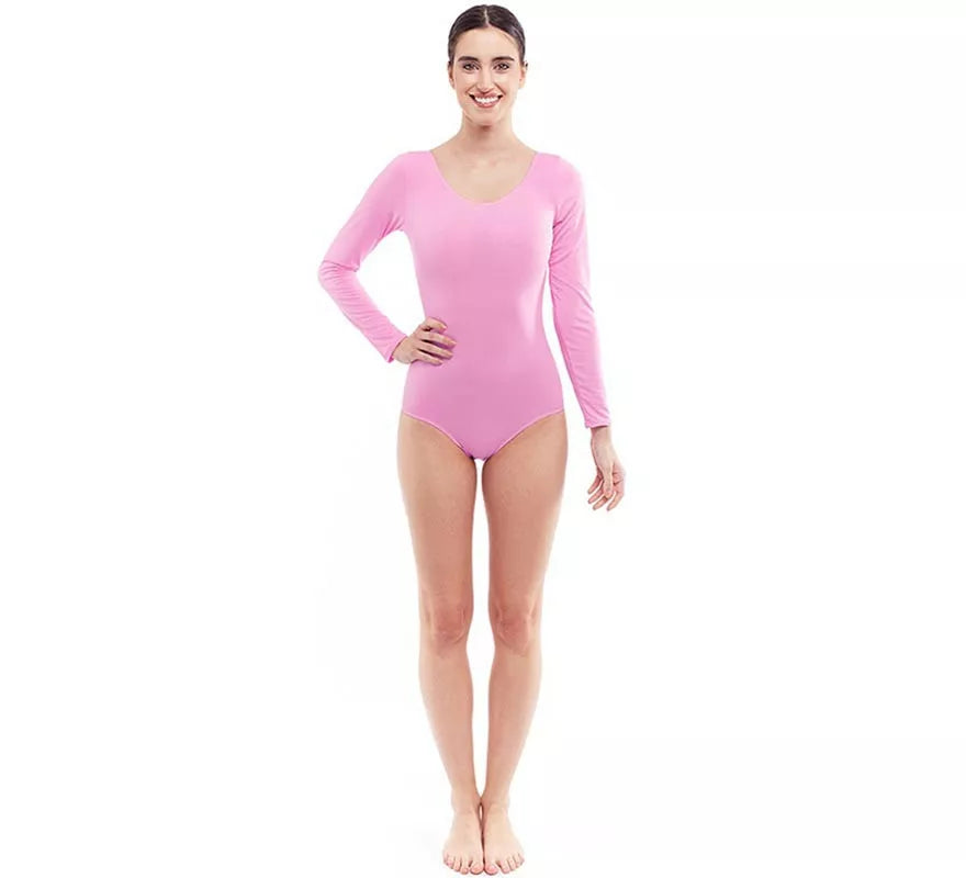 Translation missing: pt-PT.Body o Maillot rosa suave manga larga para mujer